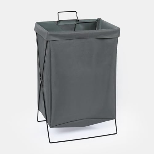 OHS Collapsible Laundry Baskets, Folding Washing Clothes Hamper Laundry Bin with Easy to Use Handles Space Saving Bedroom Bathroom Wash Basket, Charcoal