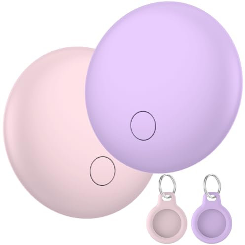 Smart AirTag Set di 2 pezzi, il cercachiavi funziona con l'app Find Me (solo iOS), localizzatore gps per chiavi, portafogli, segnale acustico forte, IP67 Air tag localizador (Rosa e Viola)