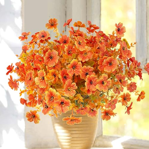 ROLLWAY Lot de 6 paquets de fleurs artificielles d'automne - Fleurs artificielles - Décoration d'automne - Bouquet d'automne - Branches d'automne - Fleurs en soie - Résistant aux intempéries