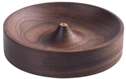Folpus Soporte Redondo de Madera para Incienso, para, relajación, 8 x 1,8 cm, Resistente, con Ranuras Profundas, Quemador de Incienso a Mano.