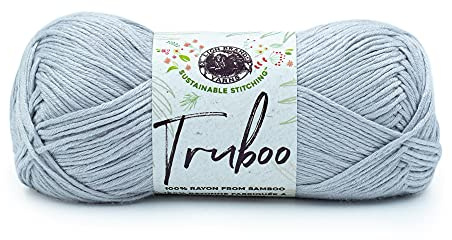 Lion Brand Yarn Truboo, Lightweight DK Yarn for Knitting, Crochet, and Crafts, Silver, 1 Pack