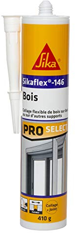 SIKA - Colle de fixation spéciale bois - Sikaflex-146 Bois - Blanc - Tous supports bois et maçonnerie - Collage et calfeutrement en intérieur et extérieur - Simple application avec pistolet - 290ml