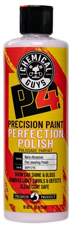 Chemical Guys P4 Precision Paint Perfection Polish - Scratch Remover & Swirl Remover for Cars, Trucks, Motorcycles, & SUVs, Fixes Paint Imperfections & Towel Marks, Restores Gloss & Clarity, 16 oz