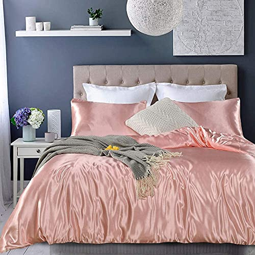 Hotel Qualità Rosa Copripiumino Seta Come Raso Biancheria Da Letto Set Estate Reversibile Trapunta/Consolatore Copertura Luna di Miele Sexy di Lusso Morbido Microfibra Singola Dimensione
