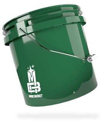 Magic Bucket | Cubo de Lavado para Coche a Mano Verde Oscuro | 3,5 US GAL Aprox. 13 litros | Compatible con Grit Guard, Detail Guardz Dirt Lock, Chemical Guys Dirt Trap, Gamma Lids Tapa