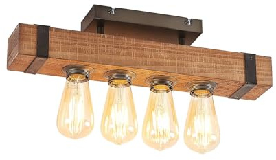 Lindby Ceiling Light Sverina in Brown Made of Wood for e.g. Living Room & Dining (4 Light Sources, E27) from Ceiling lamp
