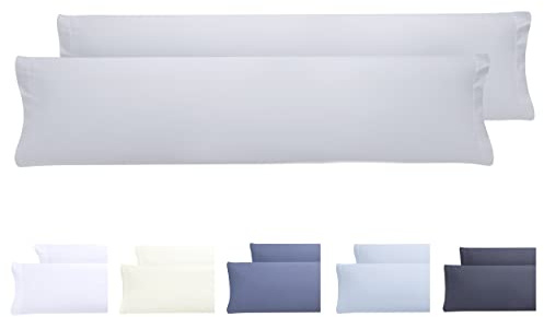 Todocama – Juego de 2 Fundas de Almohada, Microfibra Extra Suave, hipoalergénicas. Juego de 2-150x40 cm Gris Claro