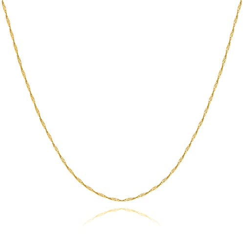 Cadena de acero quirúrgico bañada en plata/oro, estilo cordón con sutil entrelazado para mujer, niña. Ideal para regalo del día de la madre, cumpleaños, aniversario. Joyería mujeres