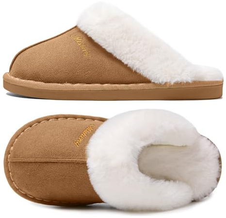 Coswind Zapatillas Casa Hombre Mujer Casual Invierno Peluche Cloudyzz Confortables Cálido Antideslizantes Pantuflas Interior Exterior Marrón claro 300