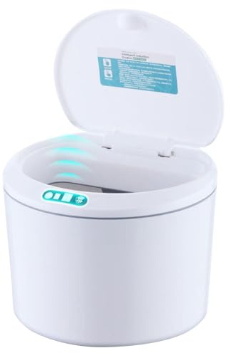 Cubo de basura inteligente – Cubo de basura de baño con sensor inteligente de 3 litros con tapa – Caja recargable mediante USB para cocina, baño y dormitorio