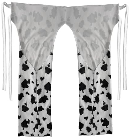 The Dragons Den Adults Mens Cowboy Western Chaps Shaps Chaparreras Wild West Fancy Dress Costume Accessory [Cow Print - L-XL]