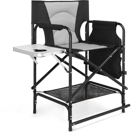 Bonnlo Directors Chair with Side Table & Storage bag, Portable Camping Chair, 55cm Seat Height for Outdoor, Sturdy & Comfortable