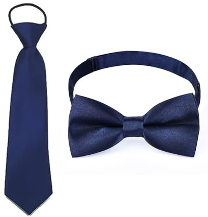 Set Cravatta e Papillon per Bambini in Raso Satinato, Preannodati e Regolabili per Matrimoni e Feste Casual,Comodi e Alla Moda