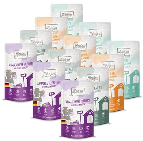 MjAMjAM - Delicioso Pack de Comida III para tu Perro,Pack de 12 (12 x 125g), sin Cereales