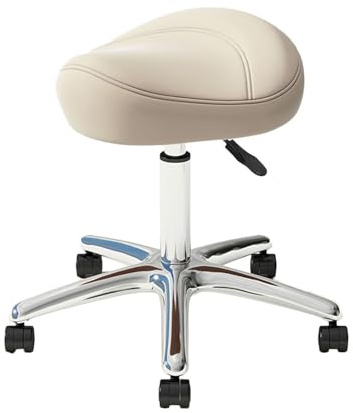 Hydraulisk rullande snurrpall, ergonomisk lyftstol, höjdjusterbar med hjul, for tandläkare, massagesalong, frisörer(White)