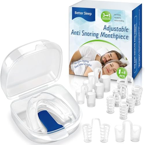 Réglable Orthese Anti Ronflement,Efficace Puissant Dispositifs et 4 tailles 8 Dilatateur Nasal,Doux Confortable Gouttiere Anti Ronflement,Réduisez les Ronflements et Améliorez la Qualité du sommeil
