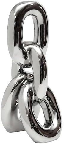 moorg Oggetti Decorativi per la Casa in Ceramica, Soprammobili Design e Oggettistica per la Casa Moderna, Sculture Moderne Design a Catena 13x11x28 cm