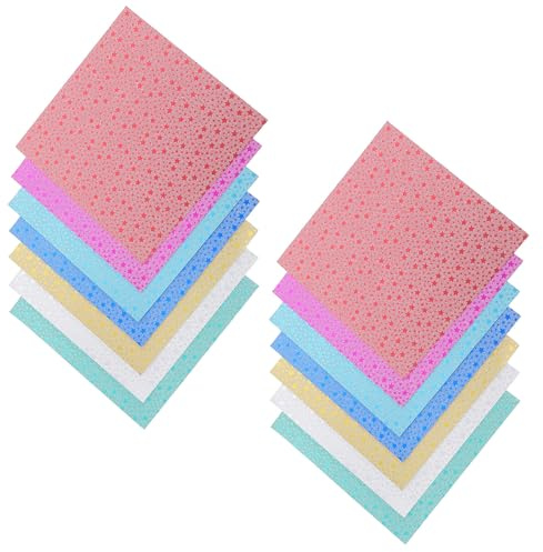 DECHOUS Papier Origami Carré Pailleté 15X15 CM Lot de 28 Feuilles Colorées Métalliques Irisées pour Scrapbooking Loisirs Créatifs Pliage et Décoration Garçon et Filles