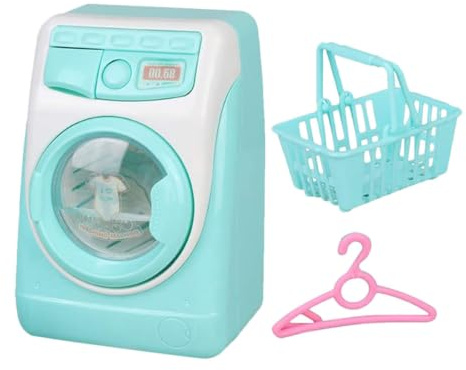 Abaodam Mini Dollhouse Washing Machine for – Pretend Play Small Washing Machine Model with Automatic Brush Cleaner, Educational Appliance for ’ Playsets (No Batteries)