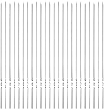 QUARKZMAN 24 Pezzi Spiedini In Metallo 45cm x 5mm x 1.4mm In Acciaio Inossidabile Piatti E Riutilizzabili Per BBQ Barbecue Spiedini Da Griglia All'Aperto Per Carne Gamberi Frutta Verdure