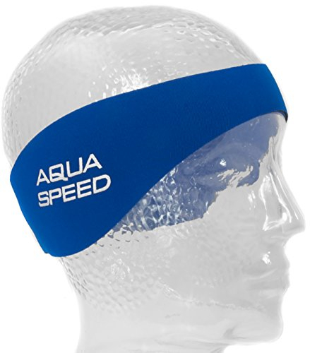 Aqua Speed EARBAND Neopren Stirnband | Schwimmen | Damen | Herren | Rosa | Blau | Schwimmen | 55 cm | Ohrenband | Längenverstellbar | Klettverschluss | Haarband, Farbe:Blue