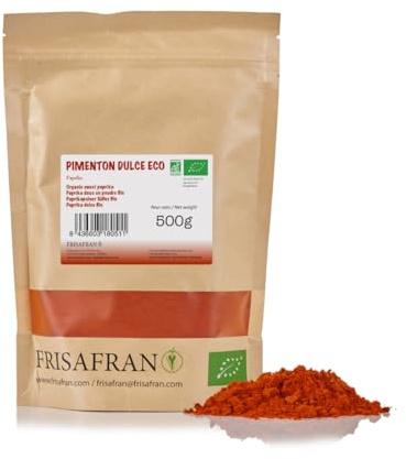 FRISAFRAN | Paprikapulver | Miljövänlig | söt mald paprika | Ekologiskt | 500g | Söt paprika | söt mald paprika | Paprika | Rökt paprika | Söt paprika | Torkad paprika | nymald | naturligt & rent