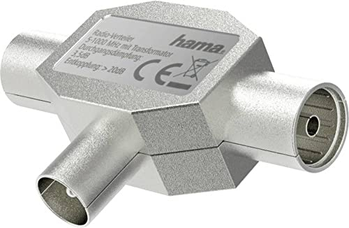Hama Verteiler Antennenstecker auf 2X Antennenbuchse (Koaxial, Verteiler, Splitter, Matelgehäuse, 1000MHz) Silber