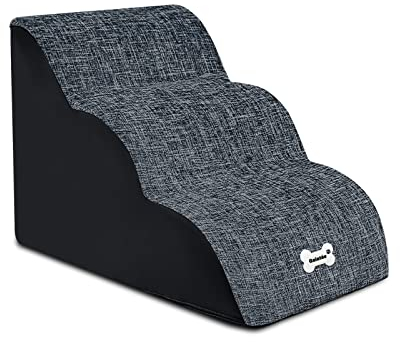 Galatée Hundetreppe, Hundetreppe Für Bett Und Sofa, rutschfeste Haustiertreppe Mit 3 Stufen, Abnehmbare, Abnehmbare, Waschbare Haustiertreppe, Bis 45 Kg, Tragbare Haustierleiter(Dunkelblau)