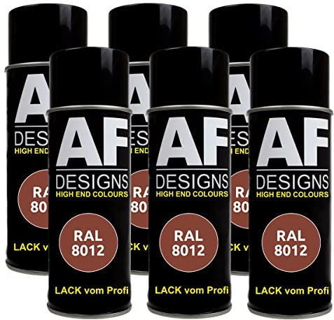 Alex Flittner Designs RAL 8012 Lot de 6 bombes de peinture pour voiture Marron rouge satiné 400 ml