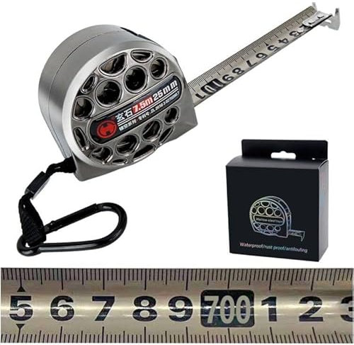 Cinta Métrica De Acero Inoxidable Autoblocante,7.5 Metros x 25 MM Cinta anticorrosión Caja,medida de cinta hueca retráctil,Medición Precisa,Base Amortiguadora Gancho magnético con posición cero real