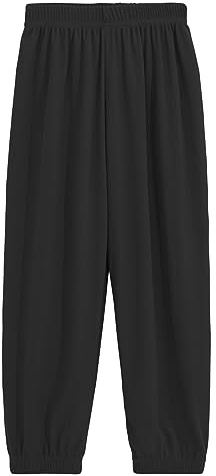 Pantaloni in mussola per bambini, da 3 a 12 anni, Nero , 6-7 Anni