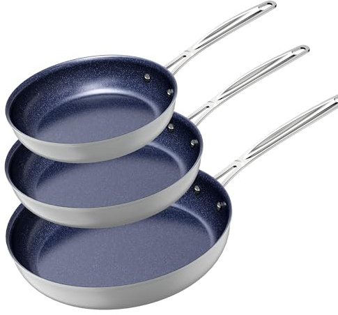 Nuwave 3-Piece Fry Pan Set, 8â, 10â, 12â Forged Lightweight