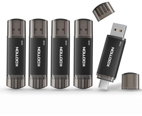 KOOTION 32GB USB C Flash Drive 2 in 1 OTG Memory Stick (USB 2.0 + USB Type C, Black)