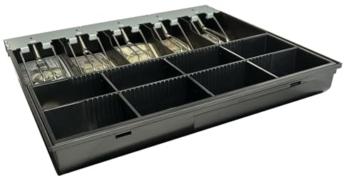 SOLUX Kassenschublade – Kasseneinsatz – Kassenschublade Einsatz – 5 Geldscheine / 8 Münzen Ersatz Kassenfach – Edelstahl Geldfach – für 40,6 cm Kassen mit vollständig herausnehmbarem Fach