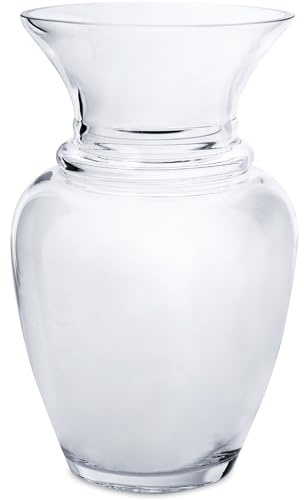 Royal Imports Glass Flower Vase Clear Modern Decorative Centerpiece Urn Wide Mouth Classic Everyday Rose Gathering Wedding Table Bouquet Holiday-Stripes