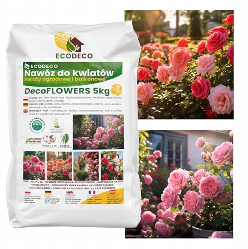 ECODECO Rosendünger Langzeitdünger DecoFLOWERS | Pflanzen Dünger Rosendünger Frühjahr Mehrkomponente | Magnoliendünger Blumendünger Langzeit 5kg