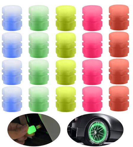 20 piezas de tapas de válvulas fluorescentes, accesorios para neumáticos, autopartes, tapas antipolvo para neumáticos, tapas de válvulas de goma, tapas de válvulas para neumáticos, adecuadas para auto
