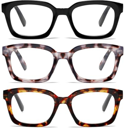 Viseng Occhiali da lettura telaio grande per le Donne con cornice quadrata per le donne Occhiali Anti luce blu Occhiali da lettura alla moda Retro con cerniera a molla 1.5