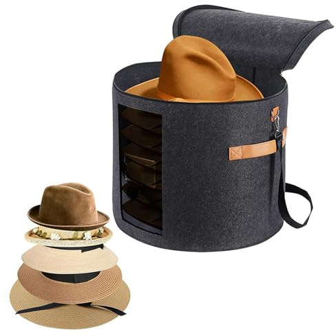 Caja grande para guardar sombreros - Organizador para sombreros de 19 de profundidad x 17 de alto | Contenedor portátil para sombreros con tapa a prueba de polvo, espacioso estuche para sombreros