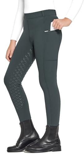 FitsT4 Sports Pantalones de Montar de Invierno para niños Leggings de Montar de Invierno para niñas Pantalones de Montar térmicos con Refuerzo Completo de Silicona