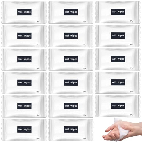Lot de 30 lingettes humides jetables emballées individuellement, serviettes pour les mains et le visage non parfumées, lingettes de nettoyage portables pour les voyages, le restaurant, le barbecue, le