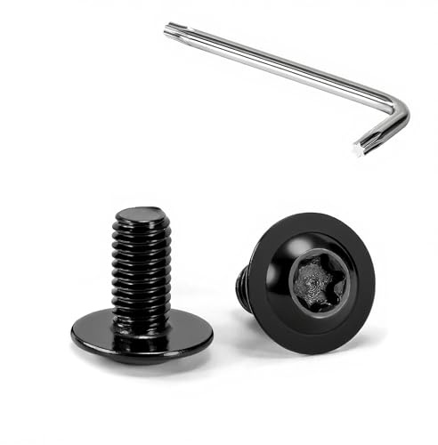 Tunejoy Tornillos de Cabeza Alomada Torx con Brida M5 x 10 mm Negro Tornillo de Cabeza Hexagonal de Acero Inoxidable A2 V2A Tornillos Máquina con Allen Rosca Completa 20 Piezas