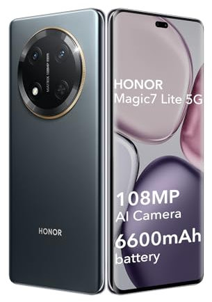 HONOR Magic7 Lite 5G Smartphone 8GB 256GB,108MP Tripla Fotocamera, 120Hz 6.78 Schermo OLED, Batteria 6600mAh,IP65M,Android 14,NFC, Dual Sim(Sans Chargeur),Nero
