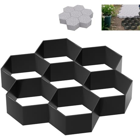 Aufun 1 stampo per pavimentazione fai da te, 7 camere, stampi in calcestruzzo, 29 x 28 x 4 cm, stencil da giardino, lastre di pavimentazione, pietre per pavimentazione, pedane da giardino, lastre di