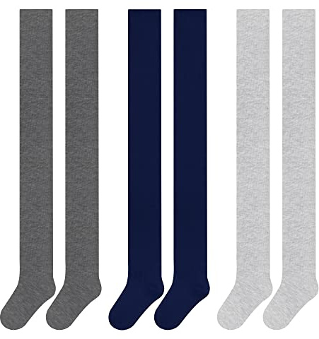 L&K-II 3-pack barnstrumpbyxor flickor, strumpbyxor för flickor, vita svarta grå strumpbyxor flickor 2710