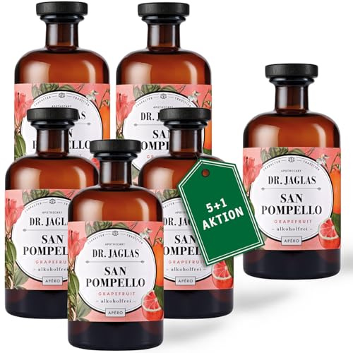 Dr. Jaglas San Pompello Grapefruit Aperitif alkoholfrei 6x500 ml – fruchtig-herber Bitter Aperitif mit Pink Grapefruit – ideal für Paloma alkoholfrei & Spritz – vegan & glutenfrei