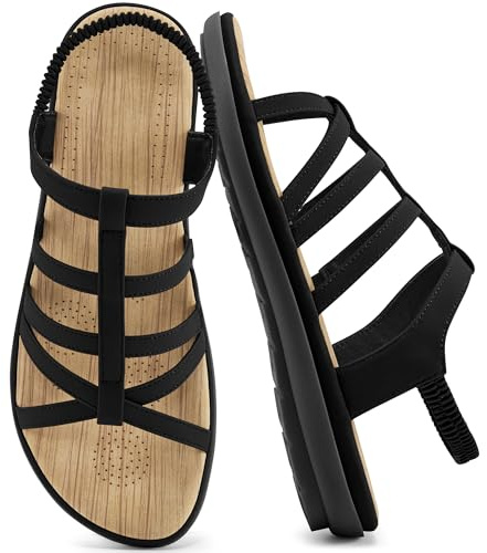 Alicegana Womens Sandals Dressy Summer: Comfortable Gladiator Flat Sandals for Women 2026 Non Slip Casual Walking Beach Shoes
