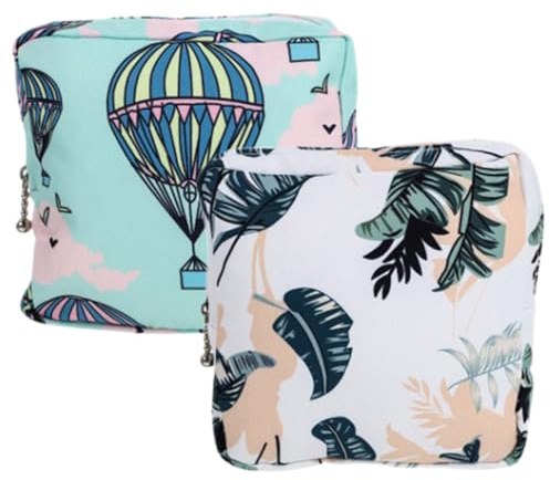 Healvian 2 piezas Bolsa Portátil para Compresas Sanitarias con Diseño Femenino y Multifuncional para Viaje Almacenamiento de Productos Higiénicos y Pequeños Objetos de Unidades Verde y
