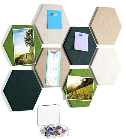 8 stycken filt anslagstavla hexagon självhäftande, anslagstavla filt plattor för väggdekoration, memotavla och anteckningsbräda för foton, bilder, memos, kontor, skola och hemmakontor, inklusive