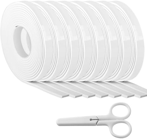 40M Burlete Ventana Blanco Cinta Selladora Espuma Prueba De Viento Golpes Y Sonido 10 Mm X 2 Mm Incluye Tijeras Portátiles